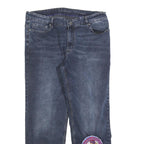 CALVIN KLEIN JEANS Mens Blue Regular Straight Denim Raw W36 L30 Embroidered