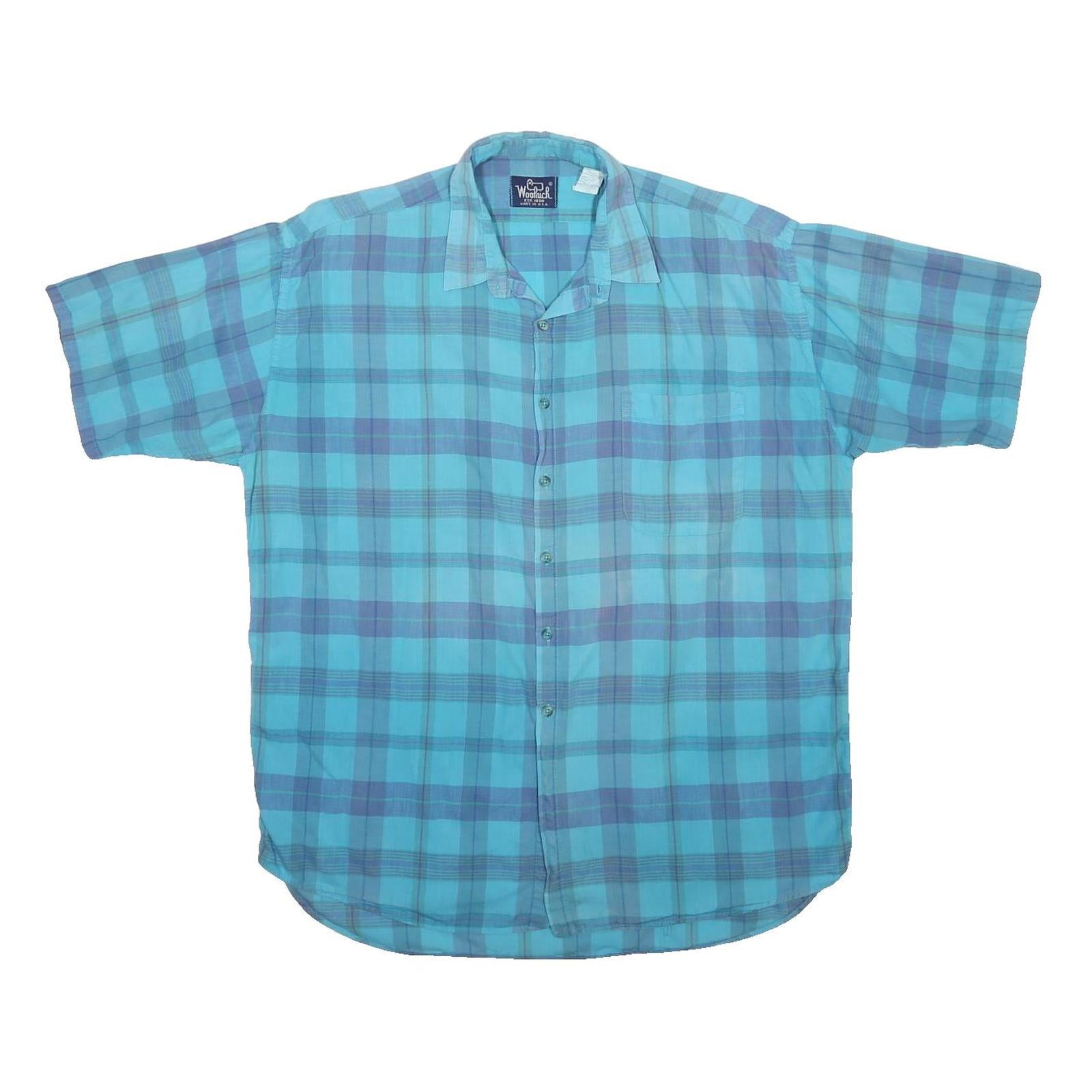 WOOLRICH Mens Blue & Purple Check Shirt XL Cotton Blend Casual Summer Style