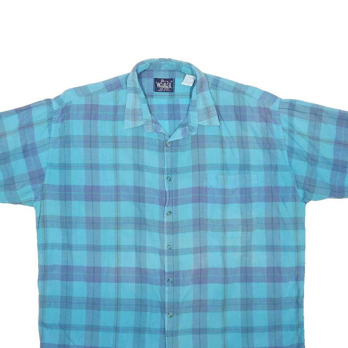 WOOLRICH Mens Blue & Purple Check Shirt XL Cotton Blend Casual Summer Style