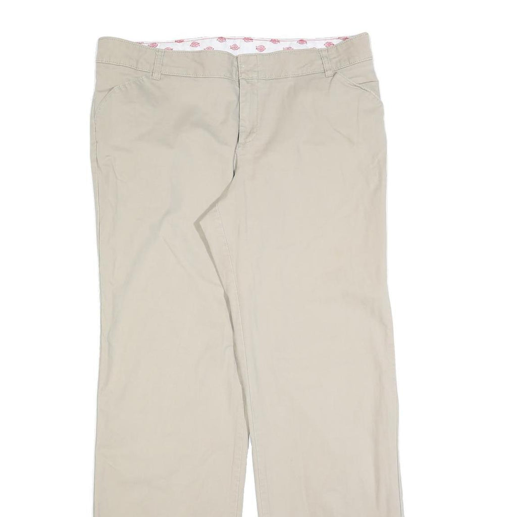 DICKIES Womens Cotton Blend Beige Relaxed Straight Trousers W36 L34 Casual