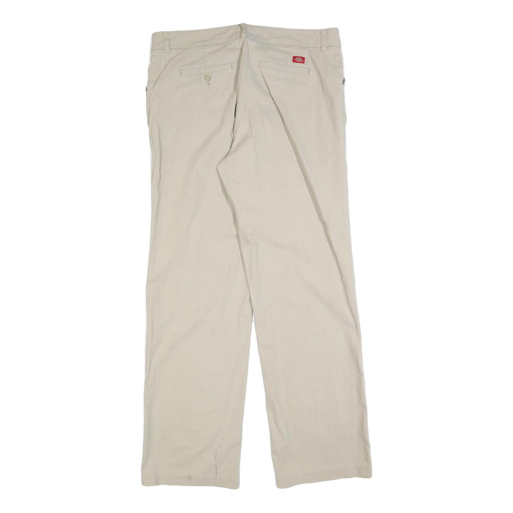 DICKIES Womens Cotton Blend Beige Relaxed Straight Trousers W36 L34 Casual