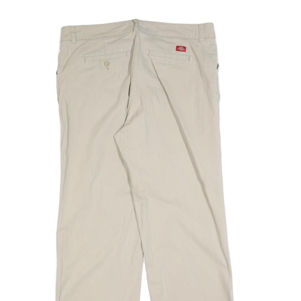 DICKIES Womens Cotton Blend Beige Relaxed Straight Trousers W36 L34 Casual