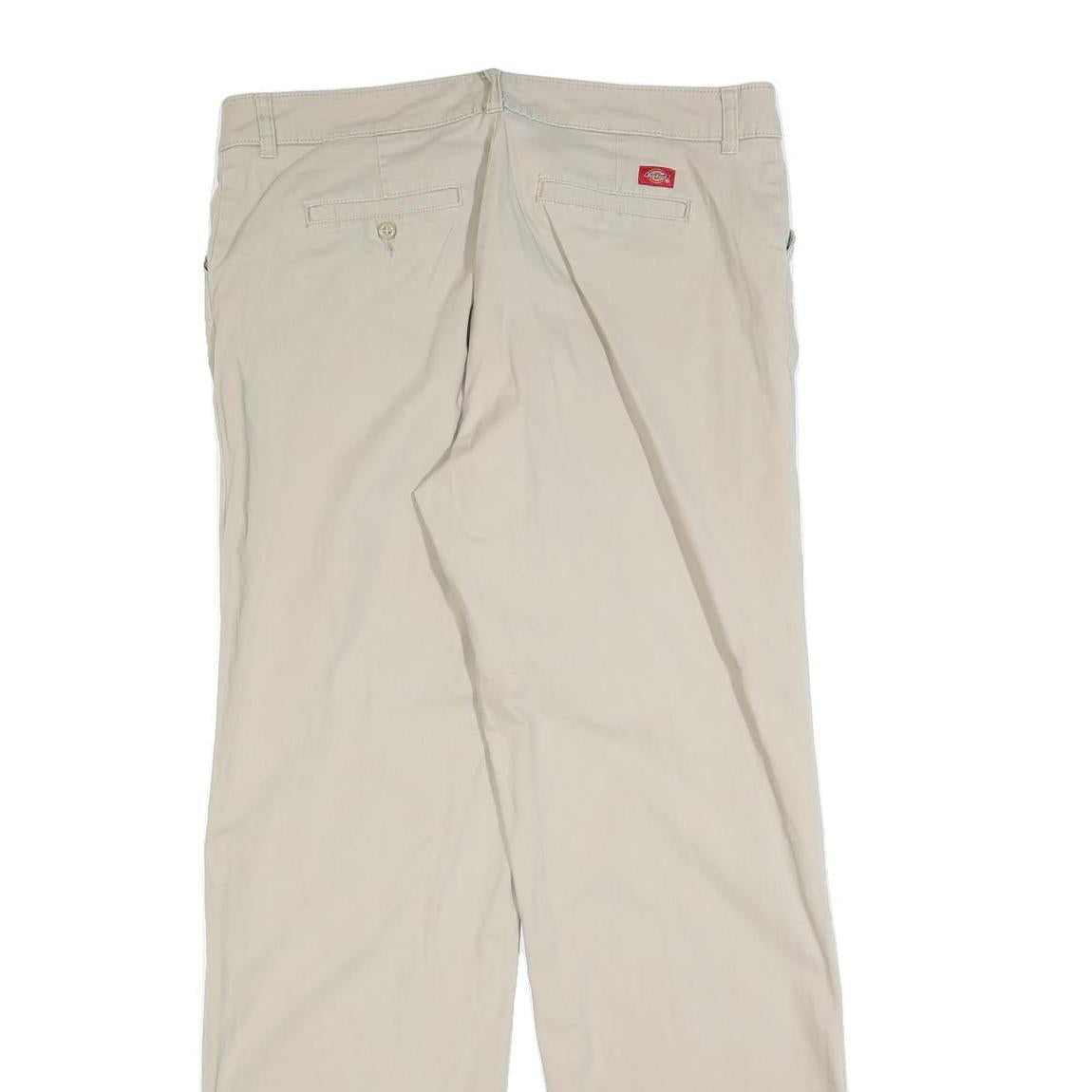 DICKIES Womens Cotton Blend Beige Relaxed Straight Trousers W36 L34 Casual
