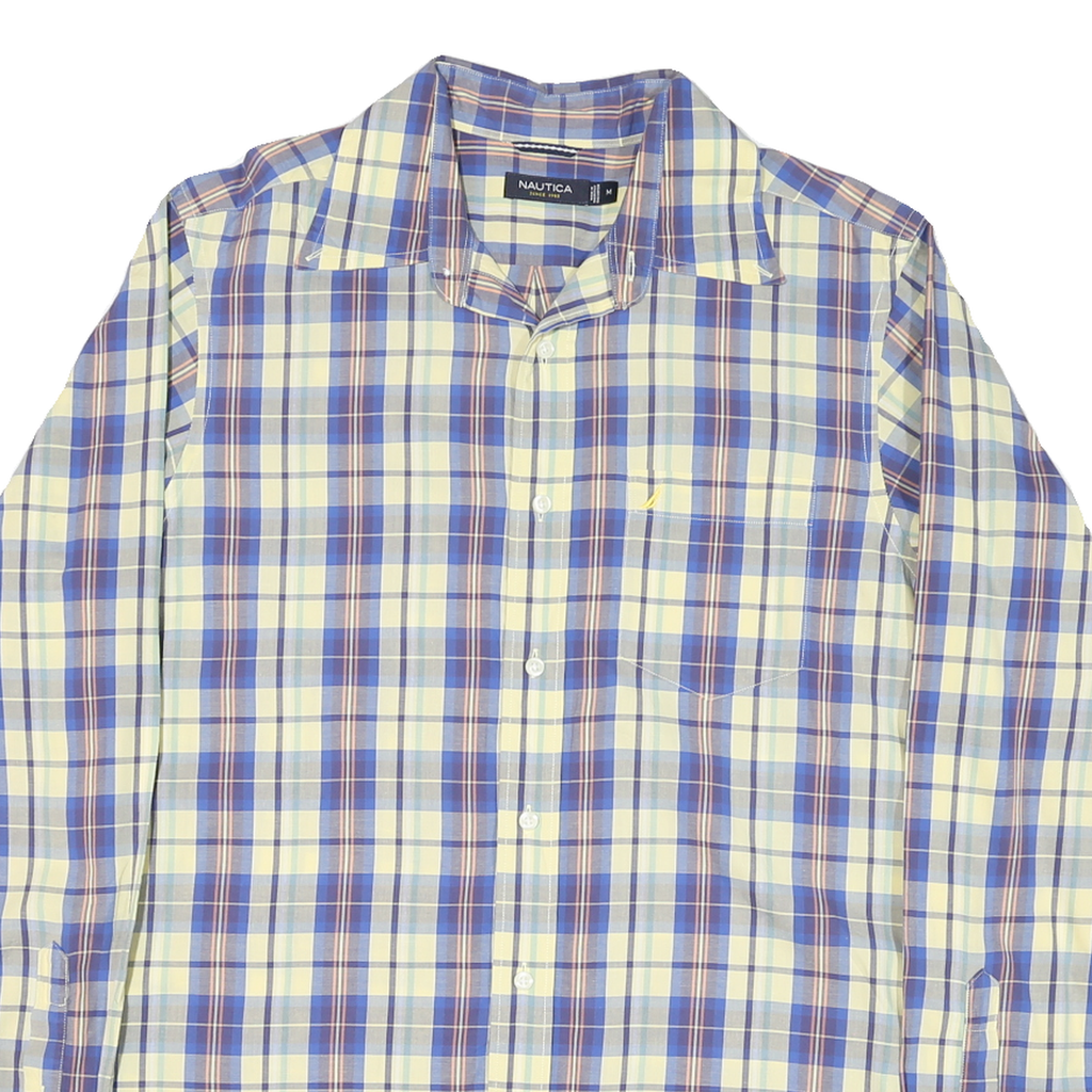 NAUTICA Mens Blue & Cream Check Shirt M Classic Cotton Blend Casual