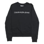 CALVIN KLEIN JEANS Mens Black Crew Neck XS Logo Sweatshirt Cotton Blend