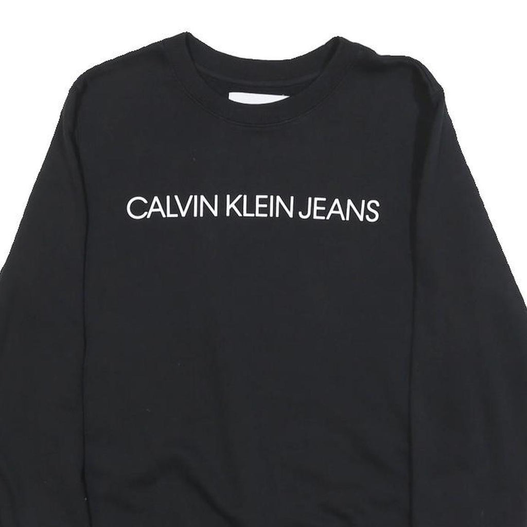 CALVIN KLEIN JEANS Mens Black Crew Neck XS Logo Sweatshirt Cotton Blend