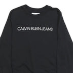 CALVIN KLEIN JEANS Mens Black Crew Neck XS Logo Sweatshirt Cotton Blend