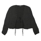 TOPSHOP Womens Black & White Polka Dot Blouse Long Sleeve V-Neck UK 10