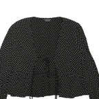 TOPSHOP Womens Black & White Polka Dot Blouse Long Sleeve V-Neck UK 10