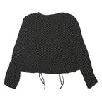 TOPSHOP Womens Black & White Polka Dot Blouse Long Sleeve V-Neck UK 10