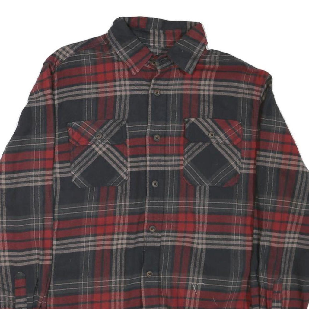 JACHS Mens Red & Grey Check Shirt M Cotton Blend Long Sleeve Casual