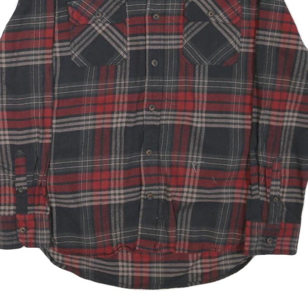 JACHS Mens Red & Grey Check Shirt M Cotton Blend Long Sleeve Casual