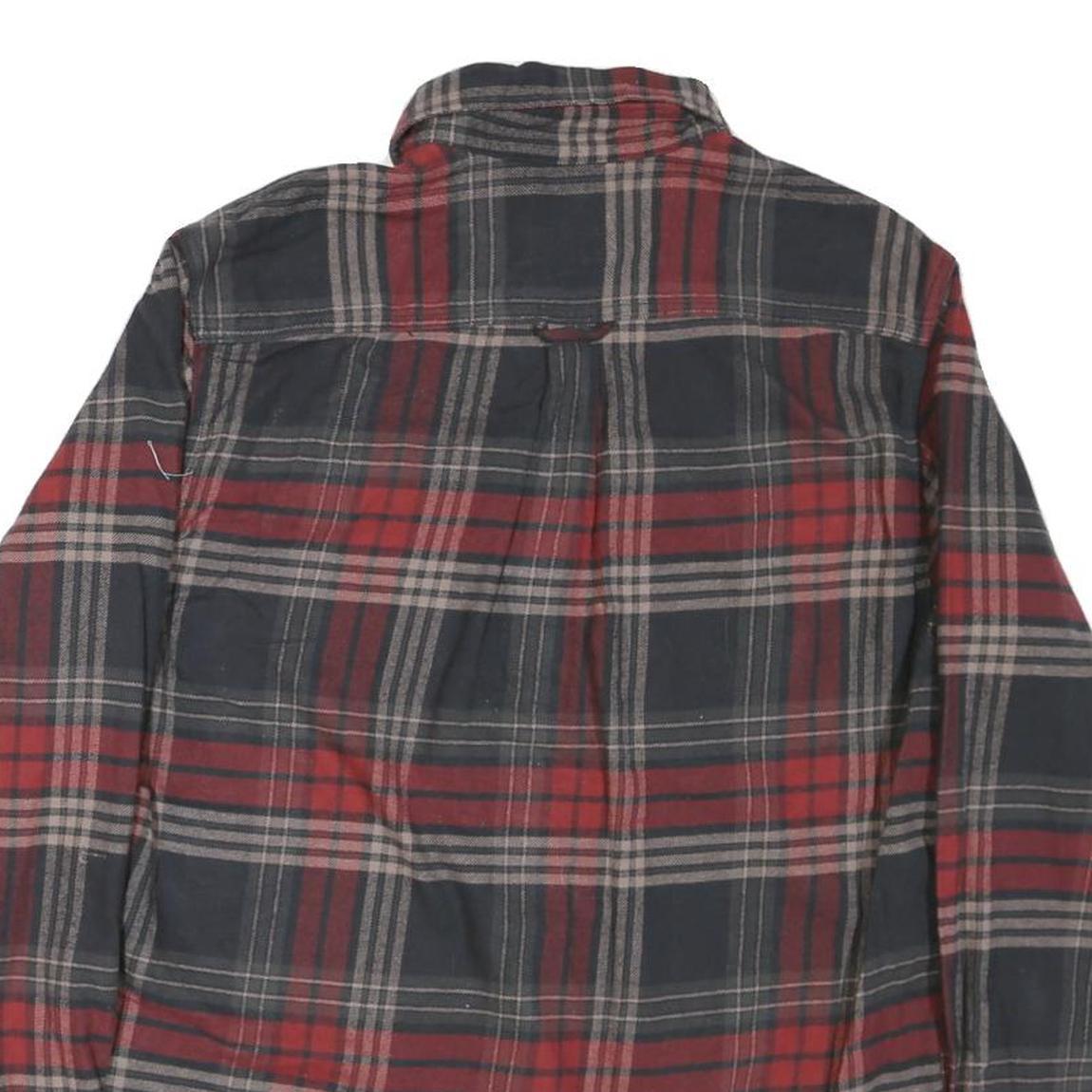 JACHS Mens Red & Grey Check Shirt M Cotton Blend Long Sleeve Casual