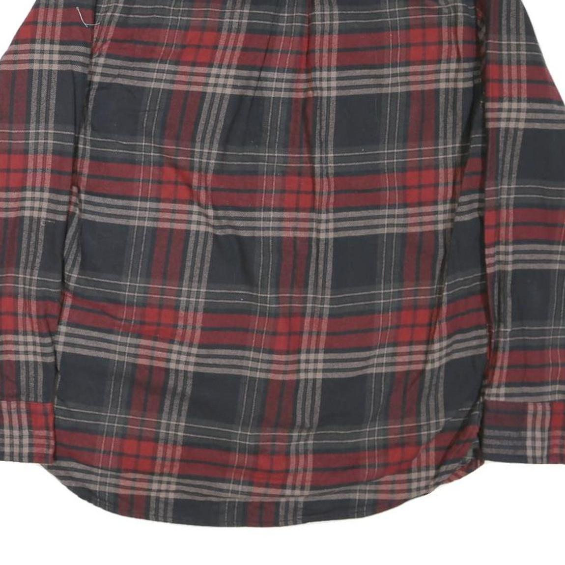 JACHS Mens Red & Grey Check Shirt M Cotton Blend Long Sleeve Casual