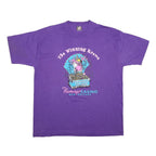 FRUIT OF THE LOOM Womens Purple Flamingo Casino Graphic T-Shirt XL Short Sleeve
