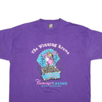 FRUIT OF THE LOOM Womens Purple Flamingo Casino Graphic T-Shirt XL Short Sleeve