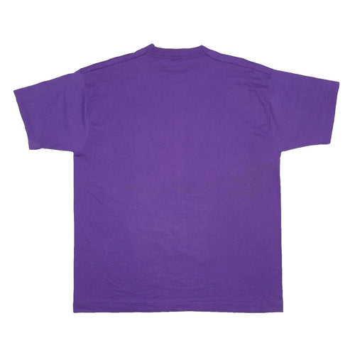 FRUIT OF THE LOOM Womens Purple Flamingo Casino Graphic T-Shirt XL Short Sleeve