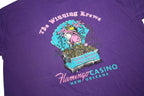 FRUIT OF THE LOOM Womens Purple Flamingo Casino Graphic T-Shirt XL Short Sleeve