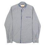 BOSS Mens Blue & White Striped Shirt Cotton M Button Closure Long Sleeve Regular
