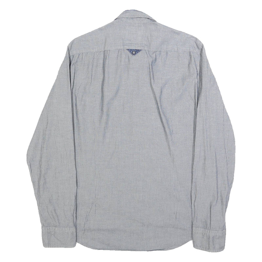 BOSS Mens Blue & White Striped Shirt Cotton M Button Closure Long Sleeve Regular