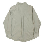 H&M Womens Beige Cotton Blend Shirt Long Sleeve Collared S Casual Relaxed Fit