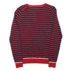 TOMMY HILFIGER Womens Red & Navy Striped Patterned V-Neck Basic Knit Jumper S