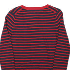 TOMMY HILFIGER Womens Red & Navy Striped Patterned V-Neck Basic Knit Jumper S