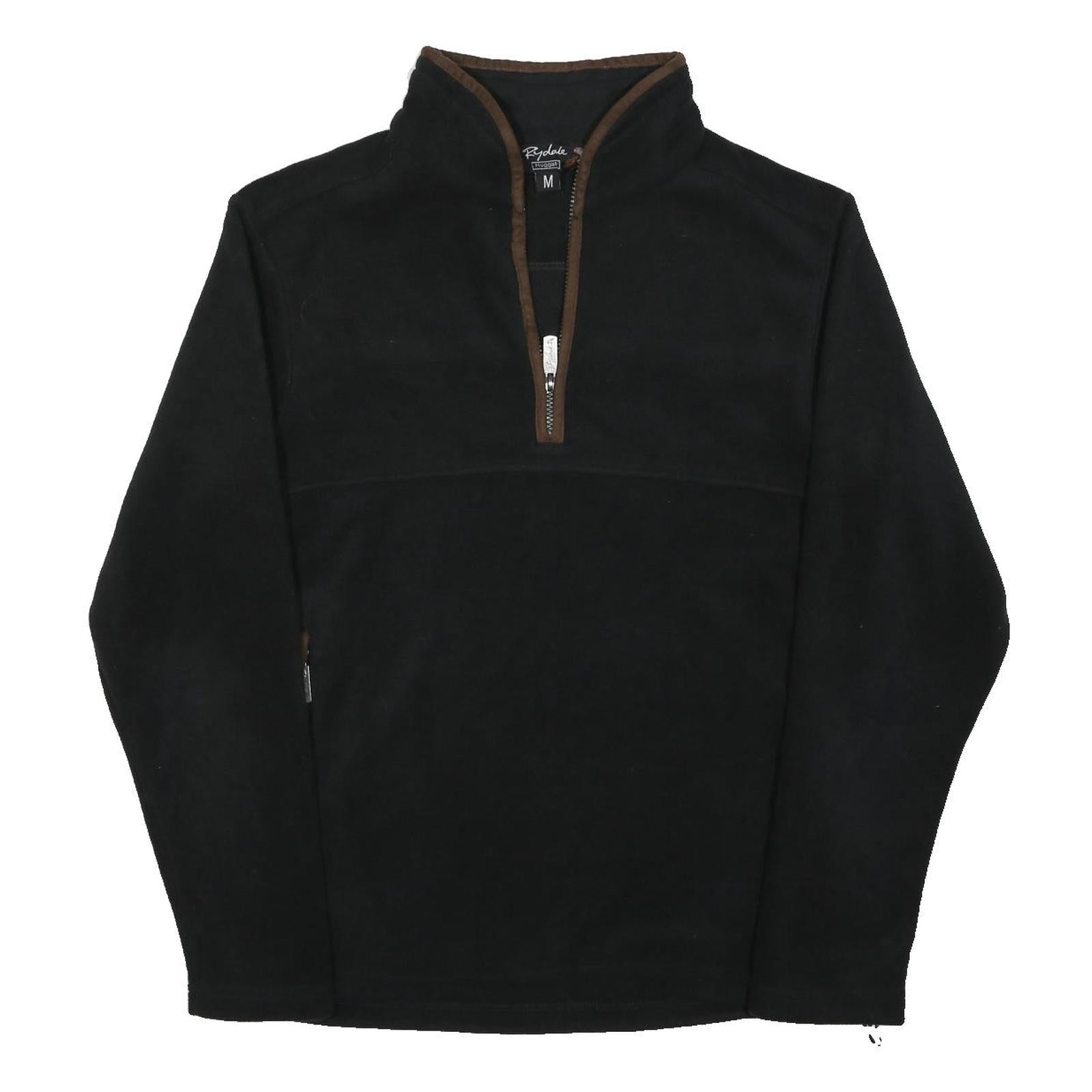 RYDALE Mens Black Brown Plain Pullover Regular Fit Polyester Blend Jumper M Warm