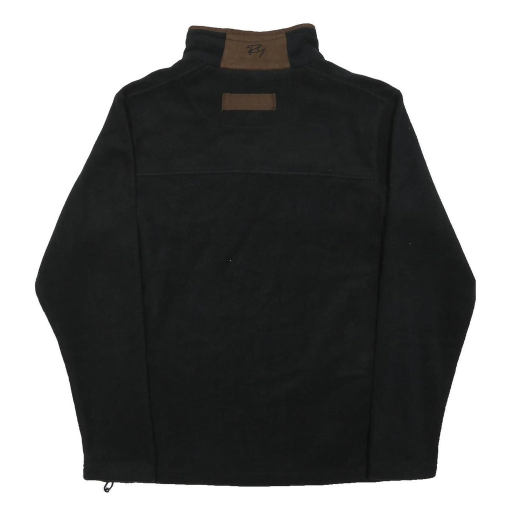 RYDALE Mens Black Brown Plain Pullover Regular Fit Polyester Blend Jumper M Warm