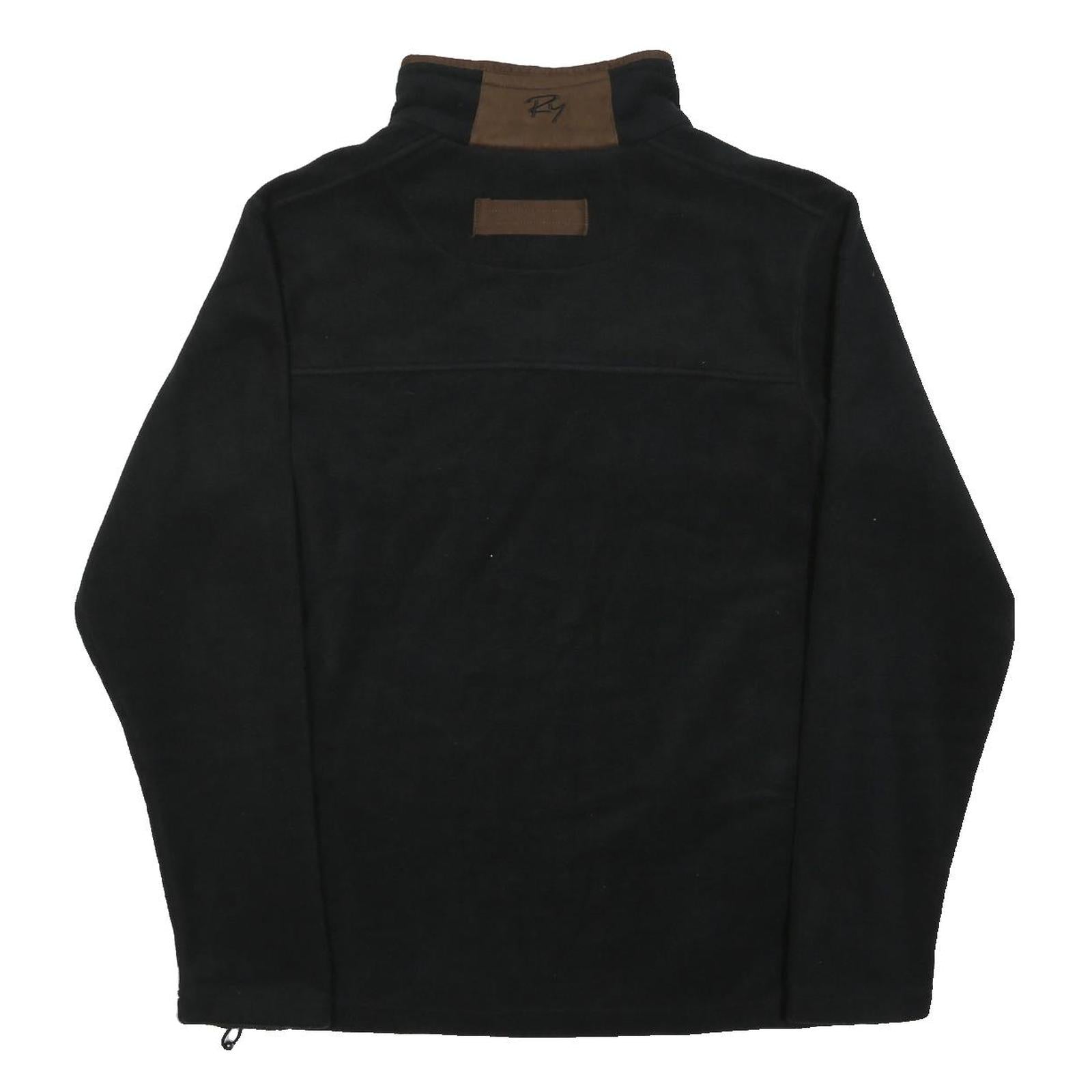 RYDALE Mens Black Brown Plain Pullover Regular Fit Polyester Blend Jumper M Warm