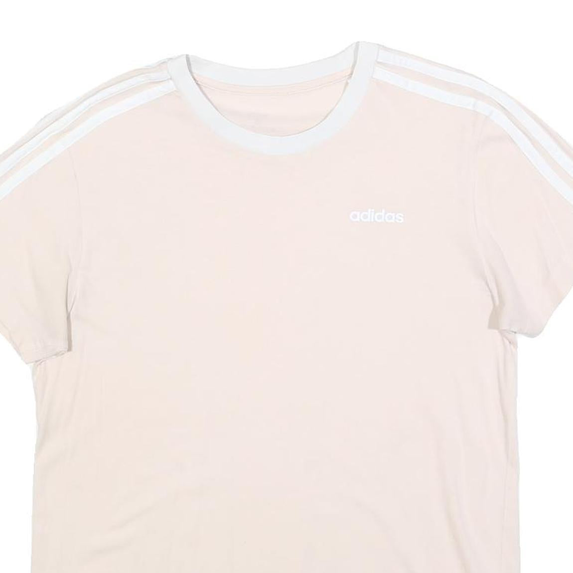ADIDAS Womens Cream & White Classic T-Shirt S Short Sleeve Crew Neck Cotton