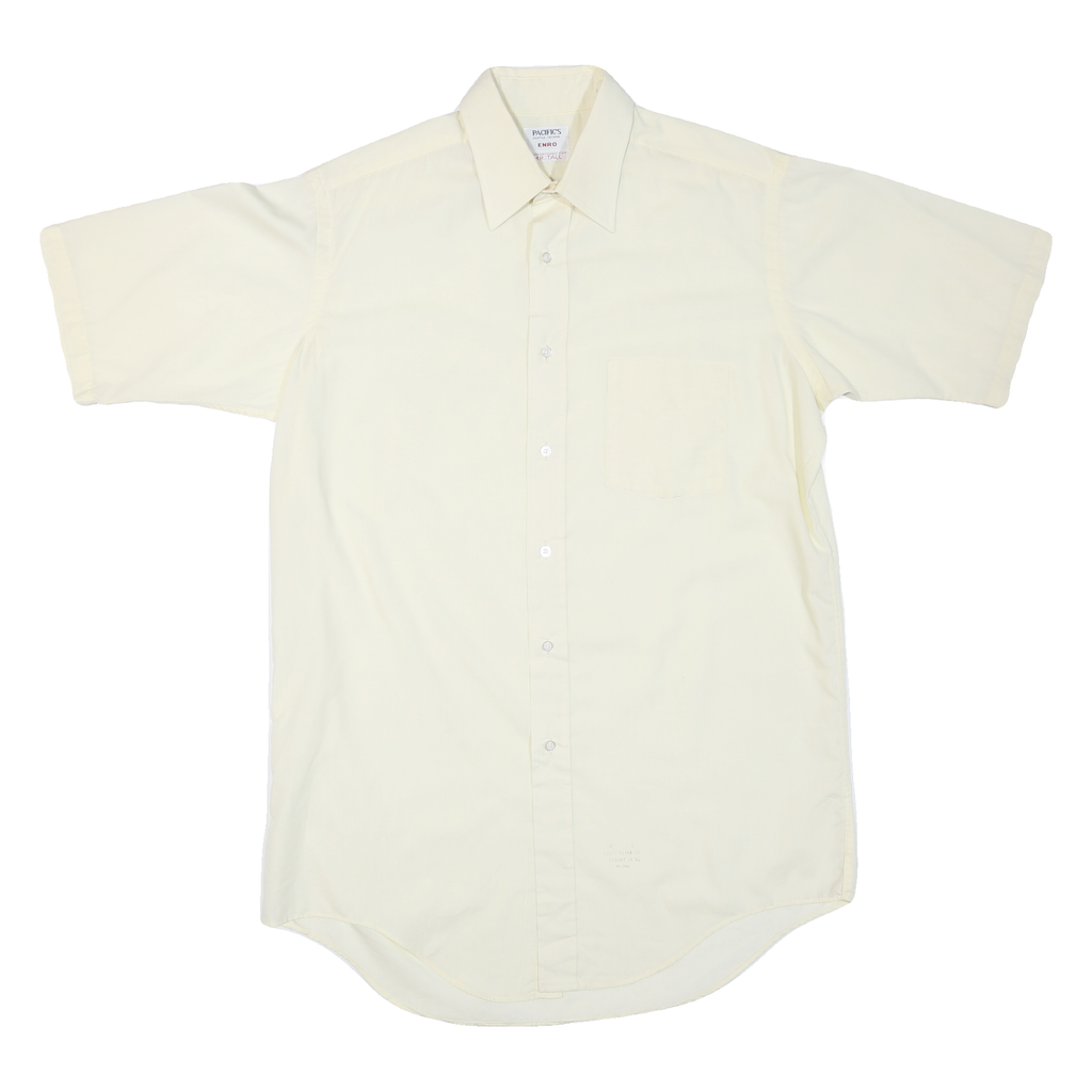 PACIFICS Mens Cream Short Sleeve Shirt L Polyester Blend Casual Office