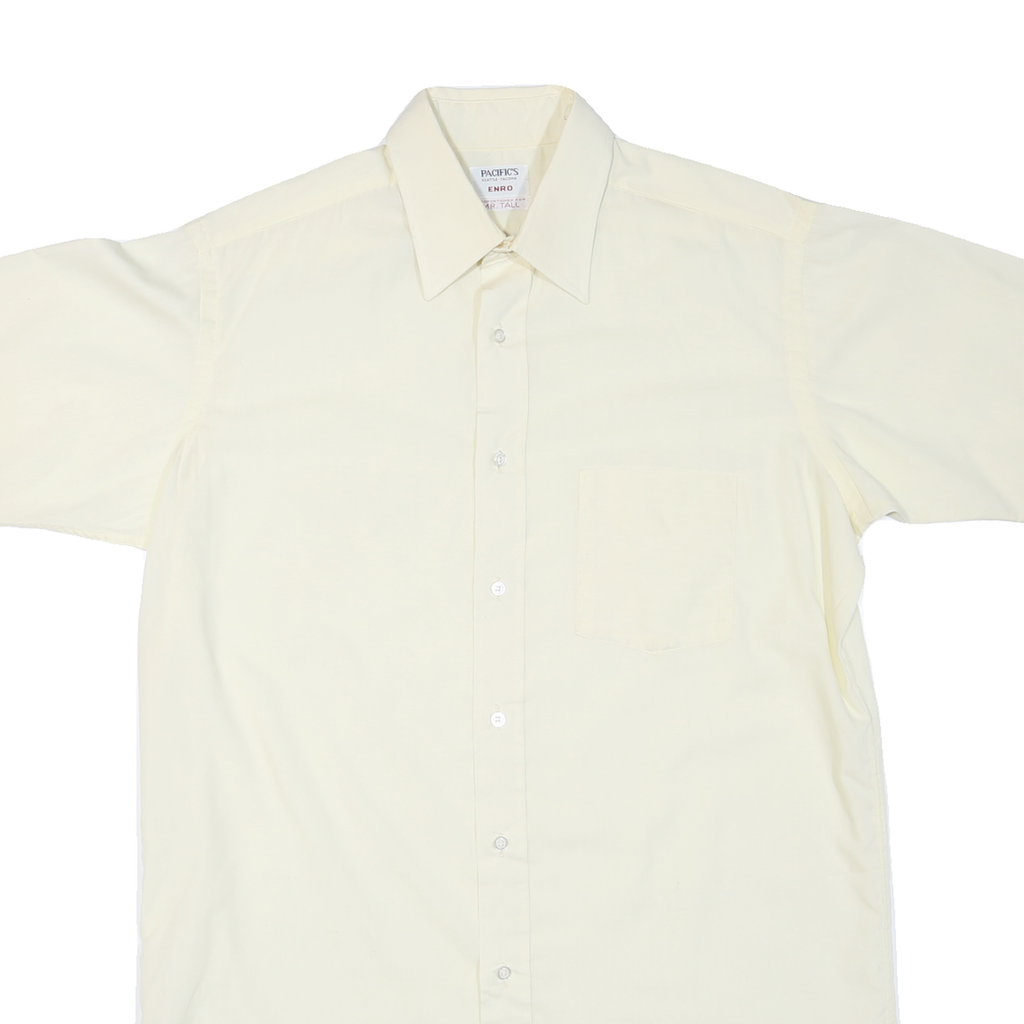 PACIFICS Mens Cream Short Sleeve Shirt L Polyester Blend Casual Office