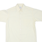 PACIFICS Mens Cream Short Sleeve Shirt L Polyester Blend Casual Office