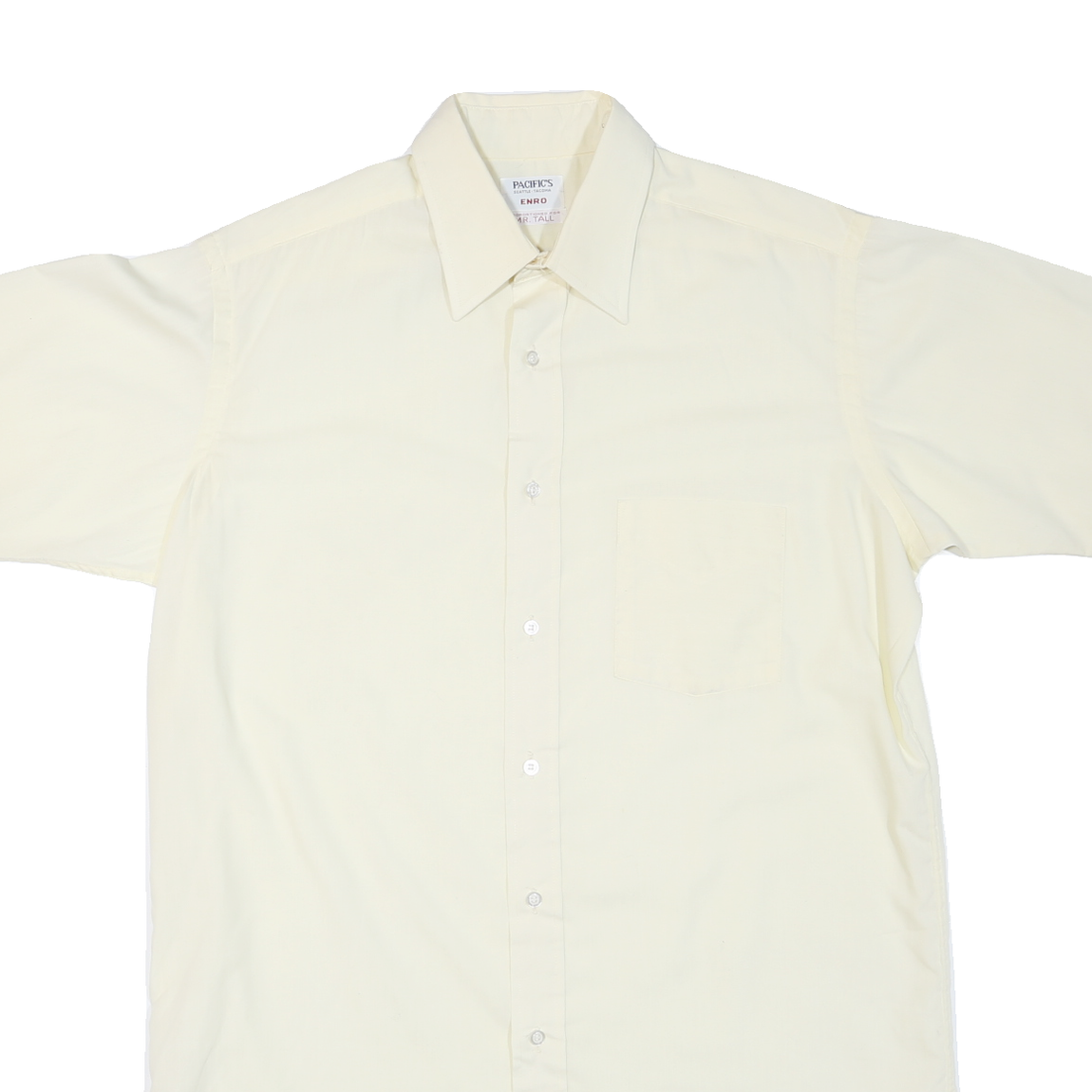 PACIFICS Mens Cream Short Sleeve Shirt L Polyester Blend Casual Office