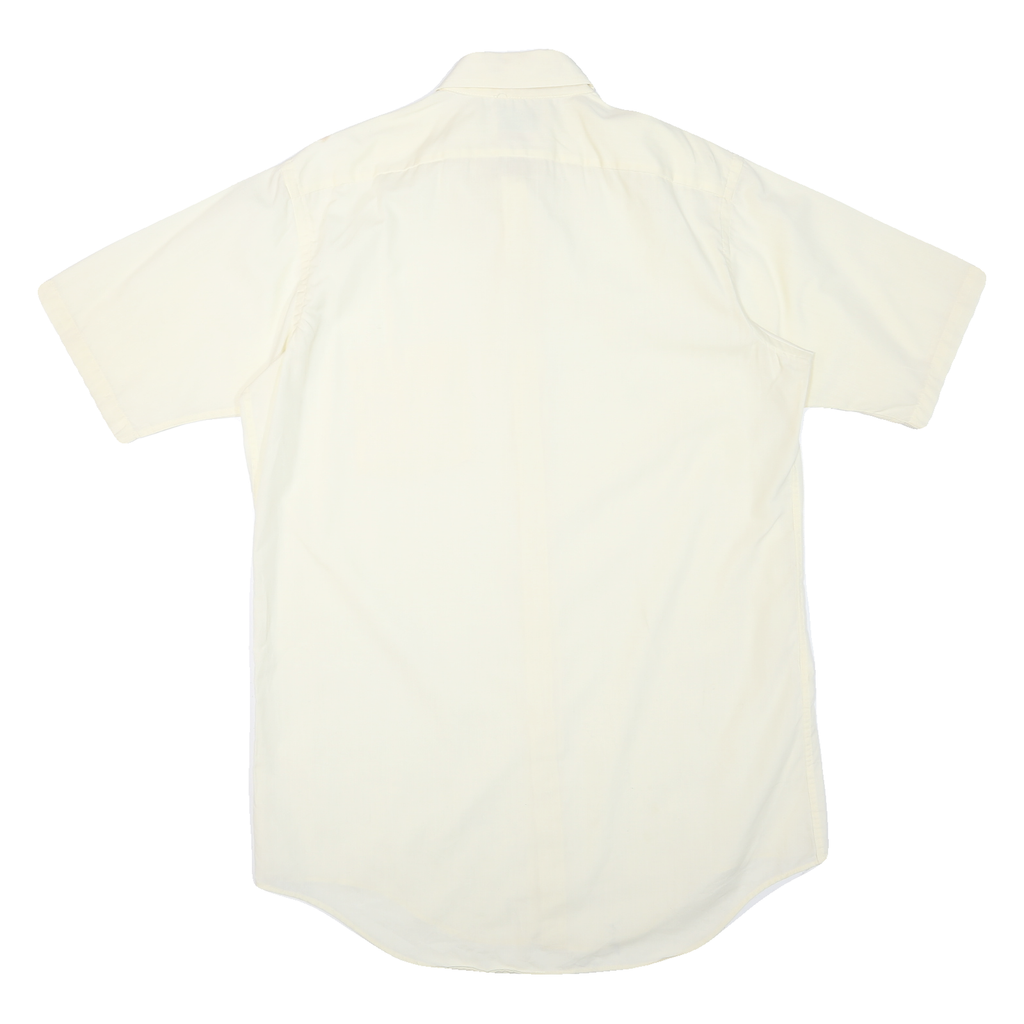 PACIFICS Mens Cream Short Sleeve Shirt L Polyester Blend Casual Office