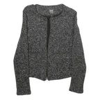 CHICOREE Womens Black and White Textured Classic Jacket XS Polyester Tweed