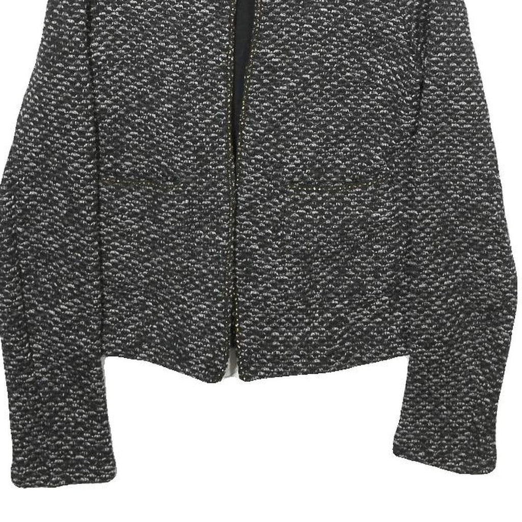 CHICOREE Womens Black and White Textured Classic Jacket XS Polyester Tweed
