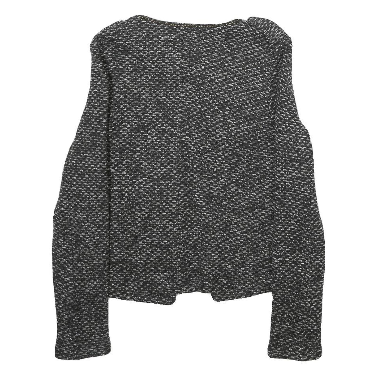 CHICOREE Womens Black and White Textured Classic Jacket XS Polyester Tweed