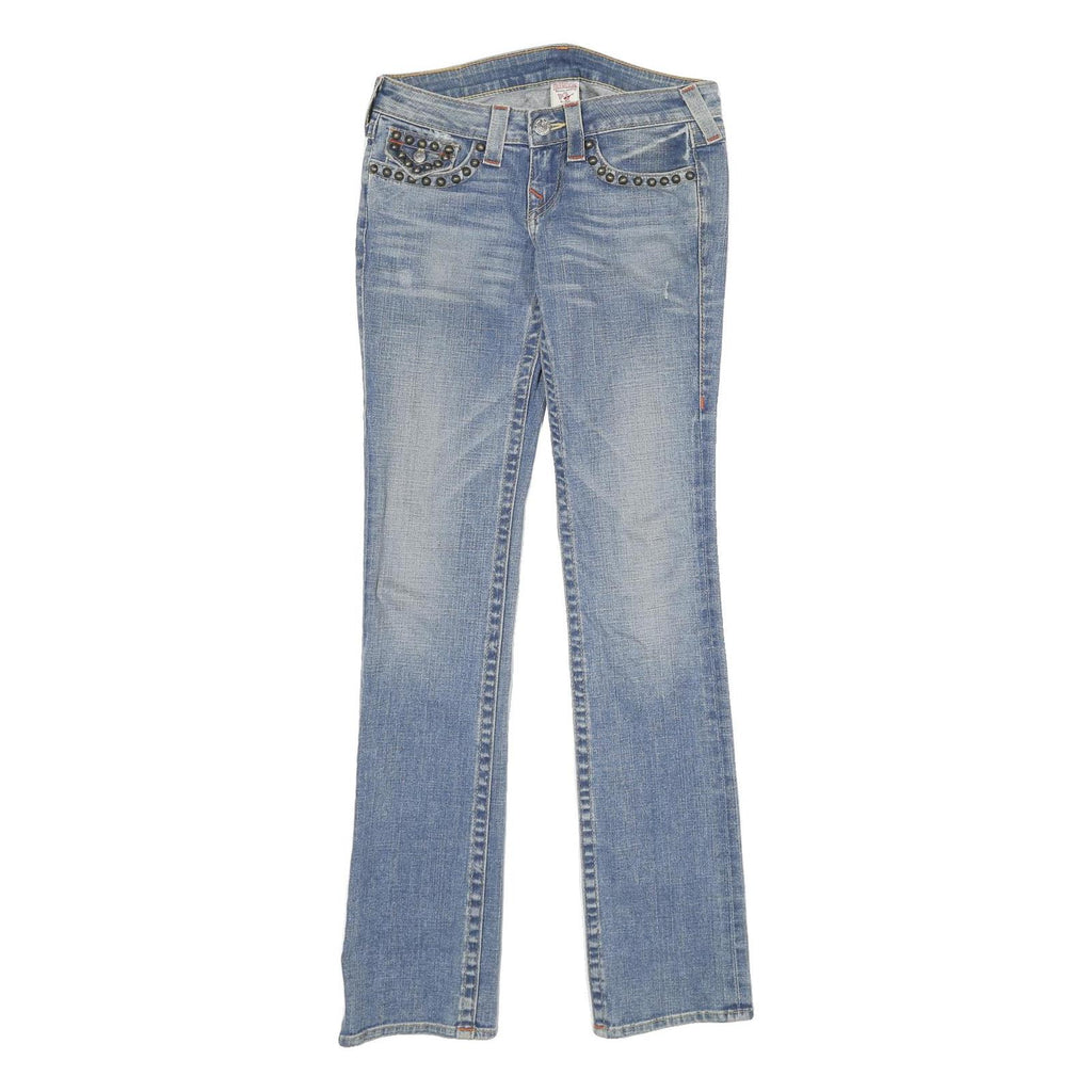 TRUE RELIGION Womens Jeans Blue Regular Straight Denim Medium W26 L34 Stud