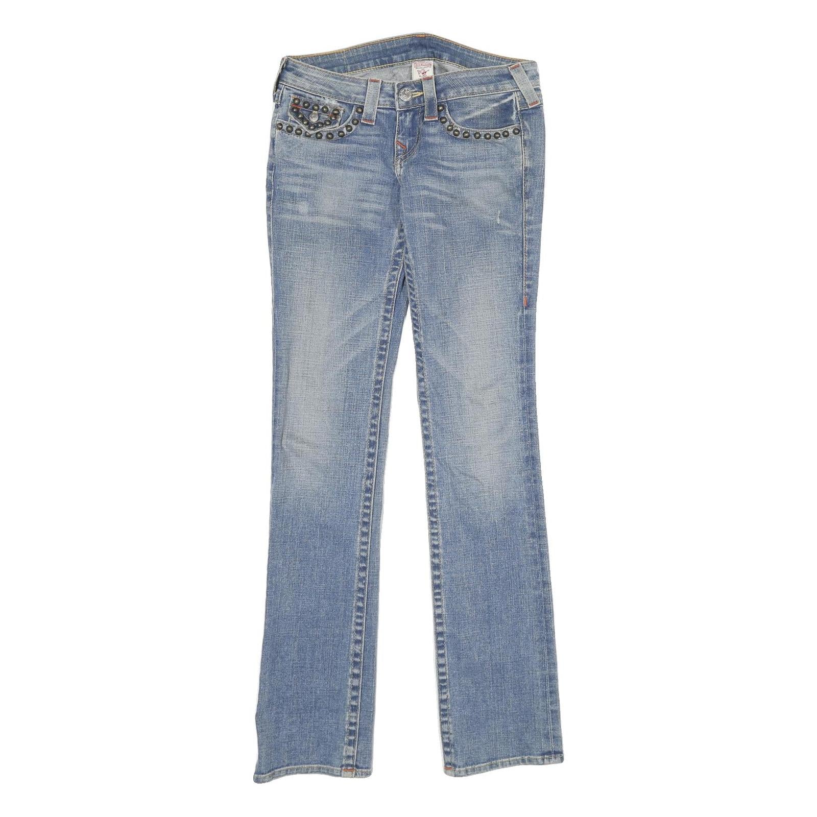 TRUE RELIGION Womens Jeans Blue Regular Straight Denim Medium W26 L34 Stud