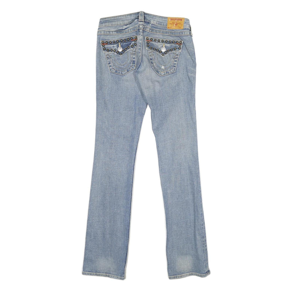 TRUE RELIGION Womens Jeans Blue Regular Straight Denim Medium W26 L34 Stud