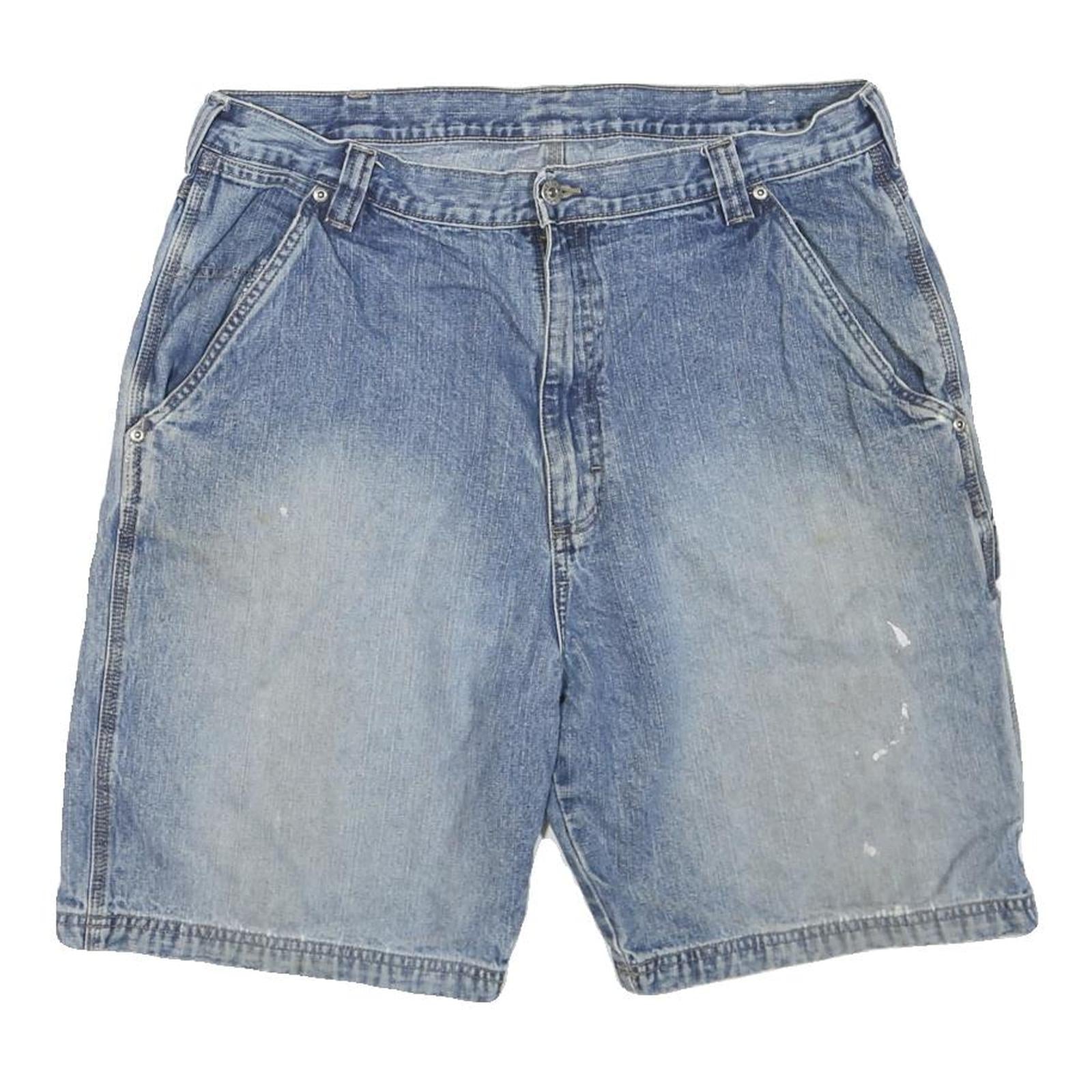 WRANGLER Mens Workwear Blue Denim Shorts L W36 Loose Fit Cotton Blend Button