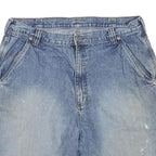 WRANGLER Mens Workwear Blue Denim Shorts L W36 Loose Fit Cotton Blend Button