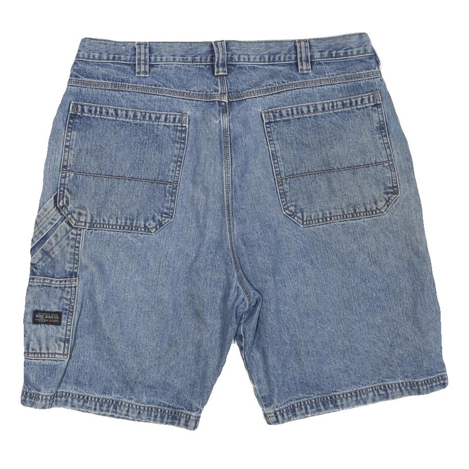 WRANGLER Mens Workwear Blue Denim Shorts L W36 Loose Fit Cotton Blend Button