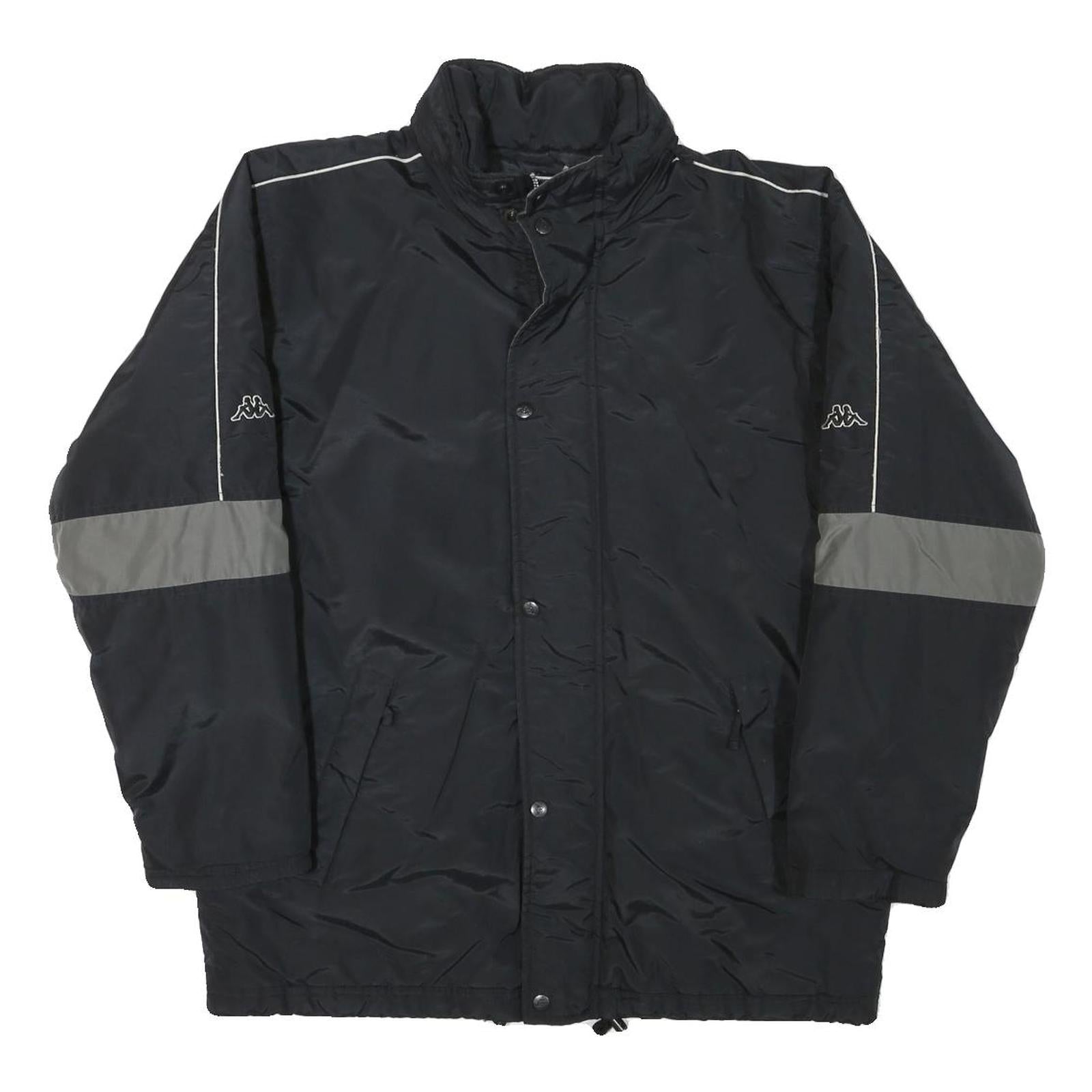 KAPPA Mens Black & Grey Button Jacket S Polyester Blend Plain Sport Casual