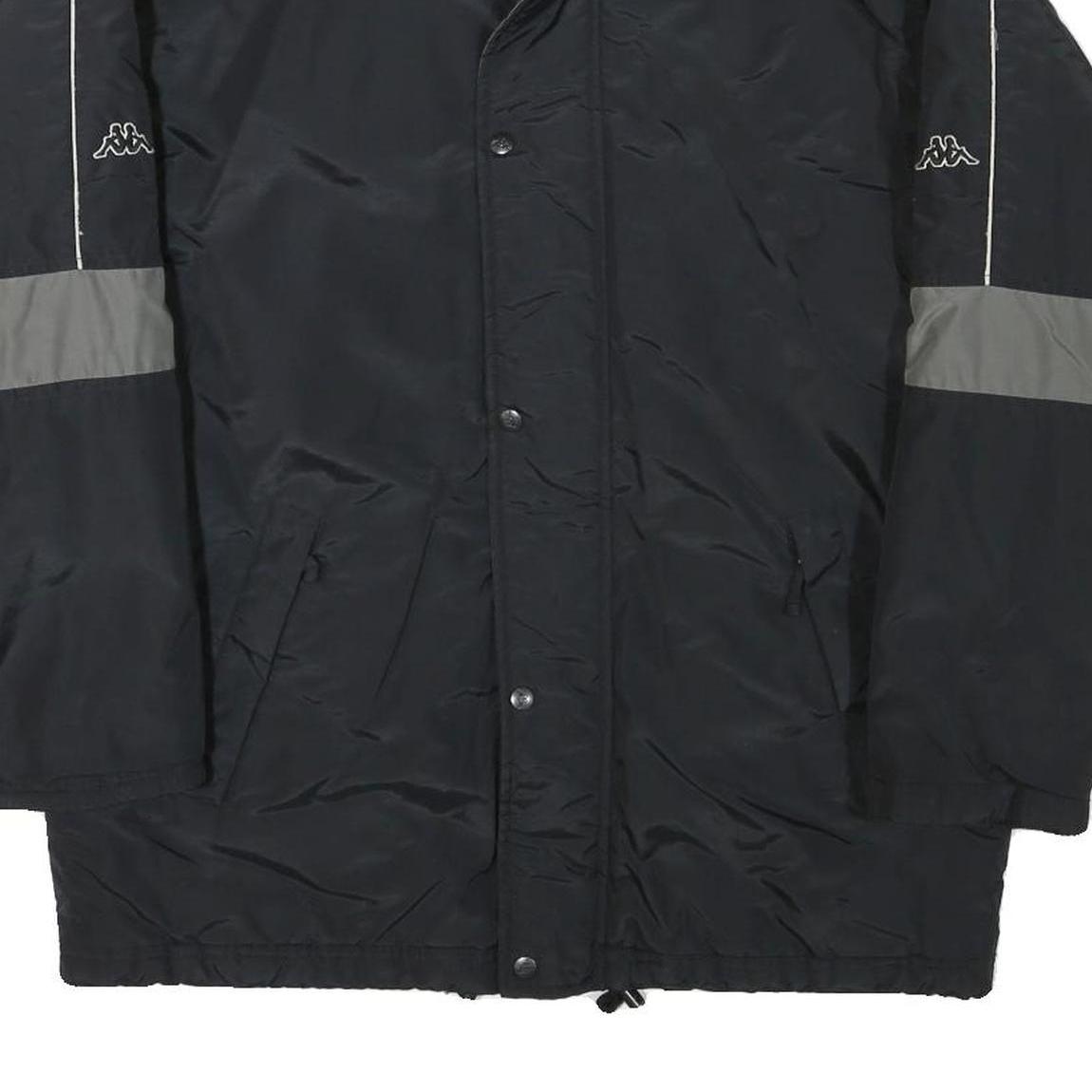 KAPPA Mens Black & Grey Button Jacket S Polyester Blend Plain Sport Casual