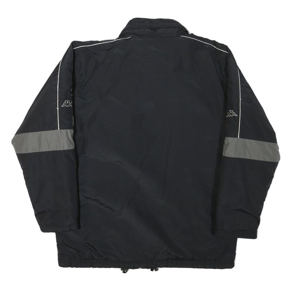 KAPPA Mens Black & Grey Button Jacket S Polyester Blend Plain Sport Casual