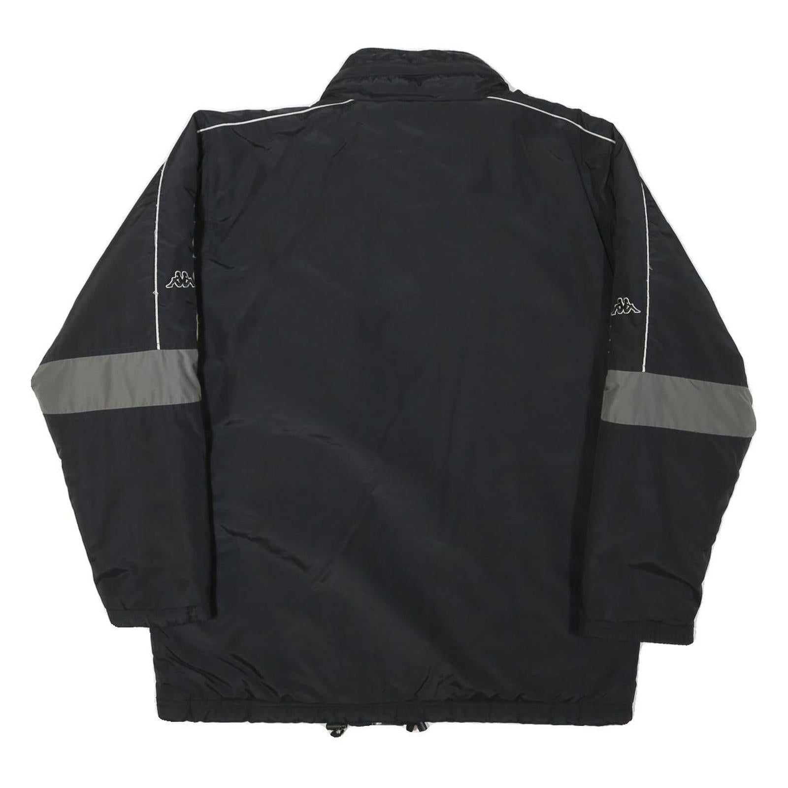 KAPPA Mens Black & Grey Button Jacket S Polyester Blend Plain Sport Casual