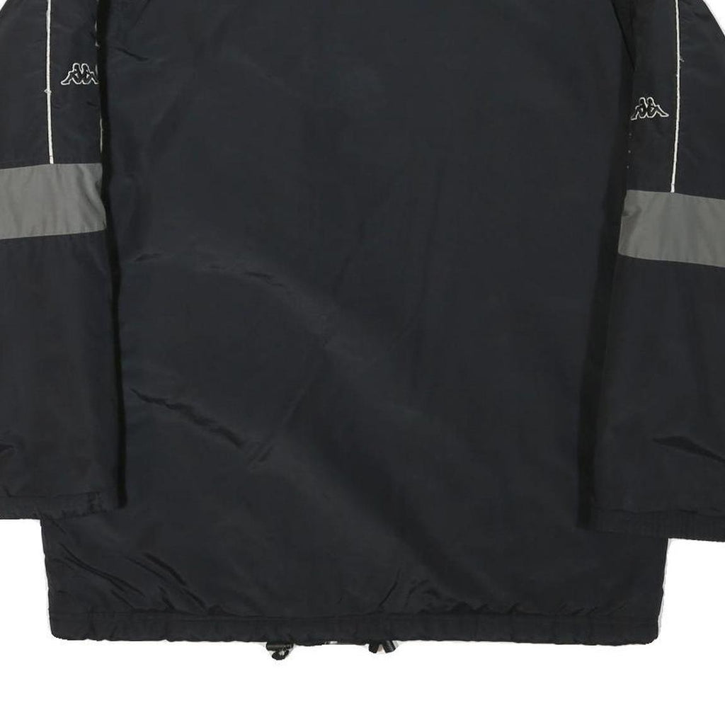 KAPPA Mens Black & Grey Button Jacket S Polyester Blend Plain Sport Casual